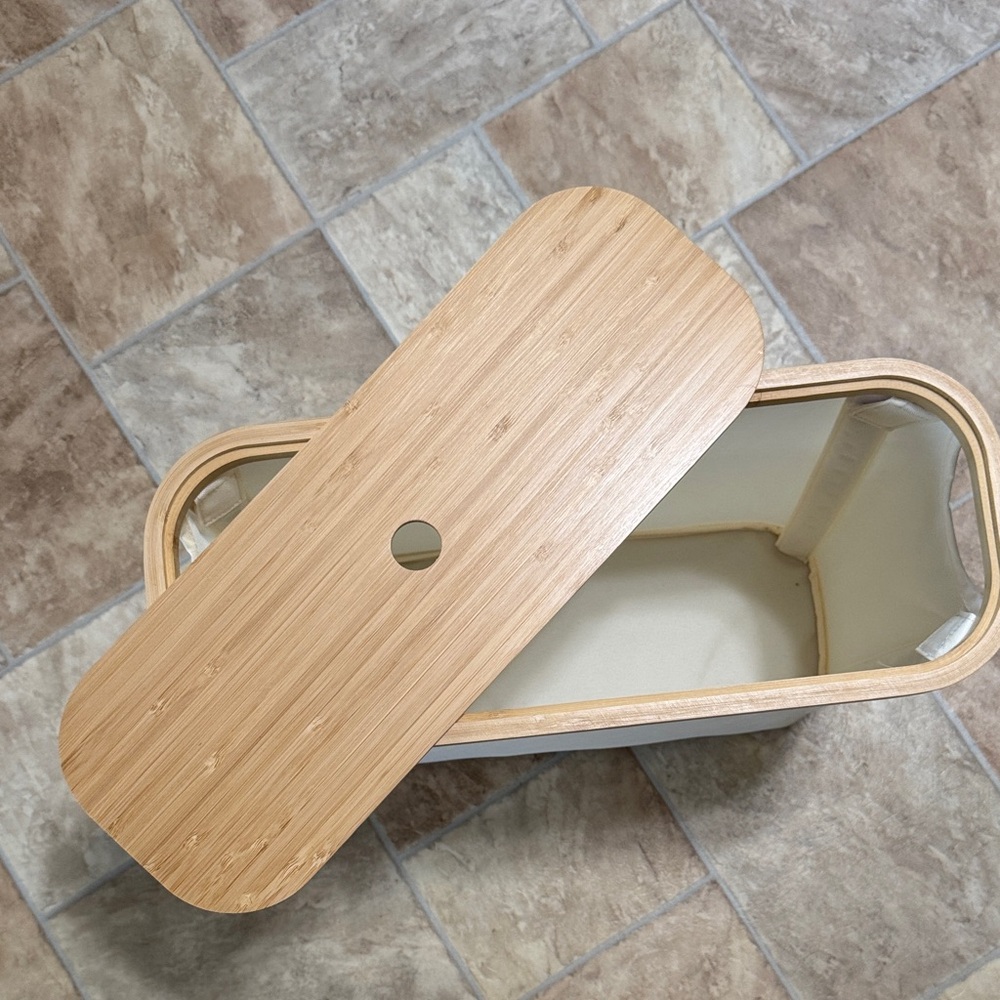 Bamboo and White Toilet Paper Storage/Bathro Storage - Picture 3 of 3